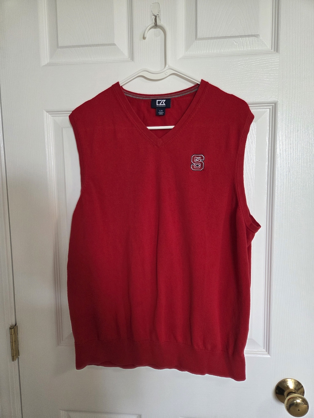 Cutter & Buck Red V-Neck Sweater Vest with Embroidered Logo